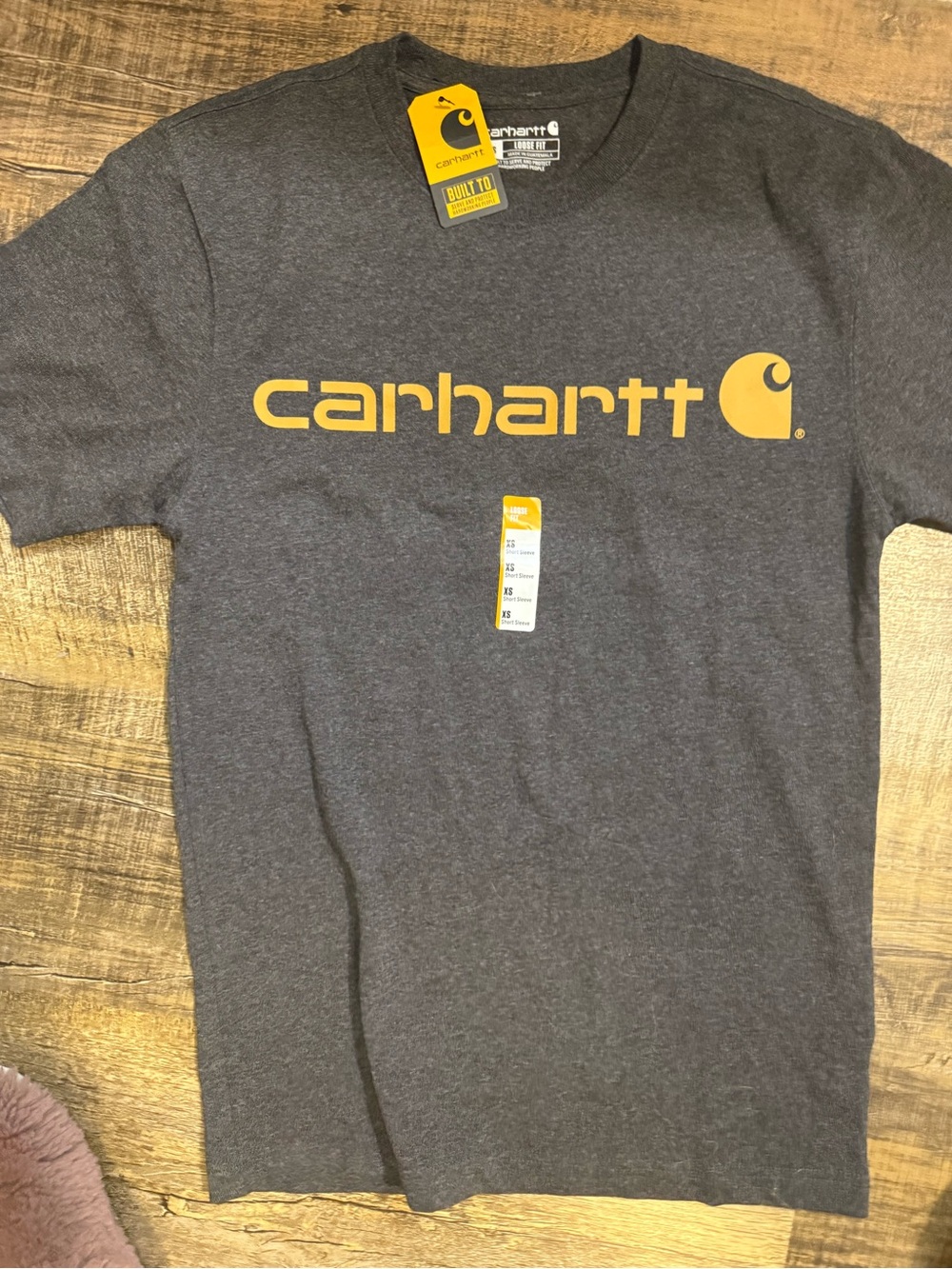 Carhartt Charcoal Gray Tee with Yellow Logo
